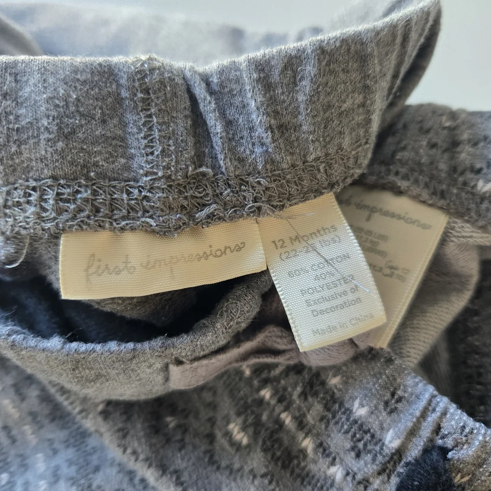 🌺 First Impressions Baby Boys' Grey Jogger Pants Sweatpants Bundle (3 Pairs)